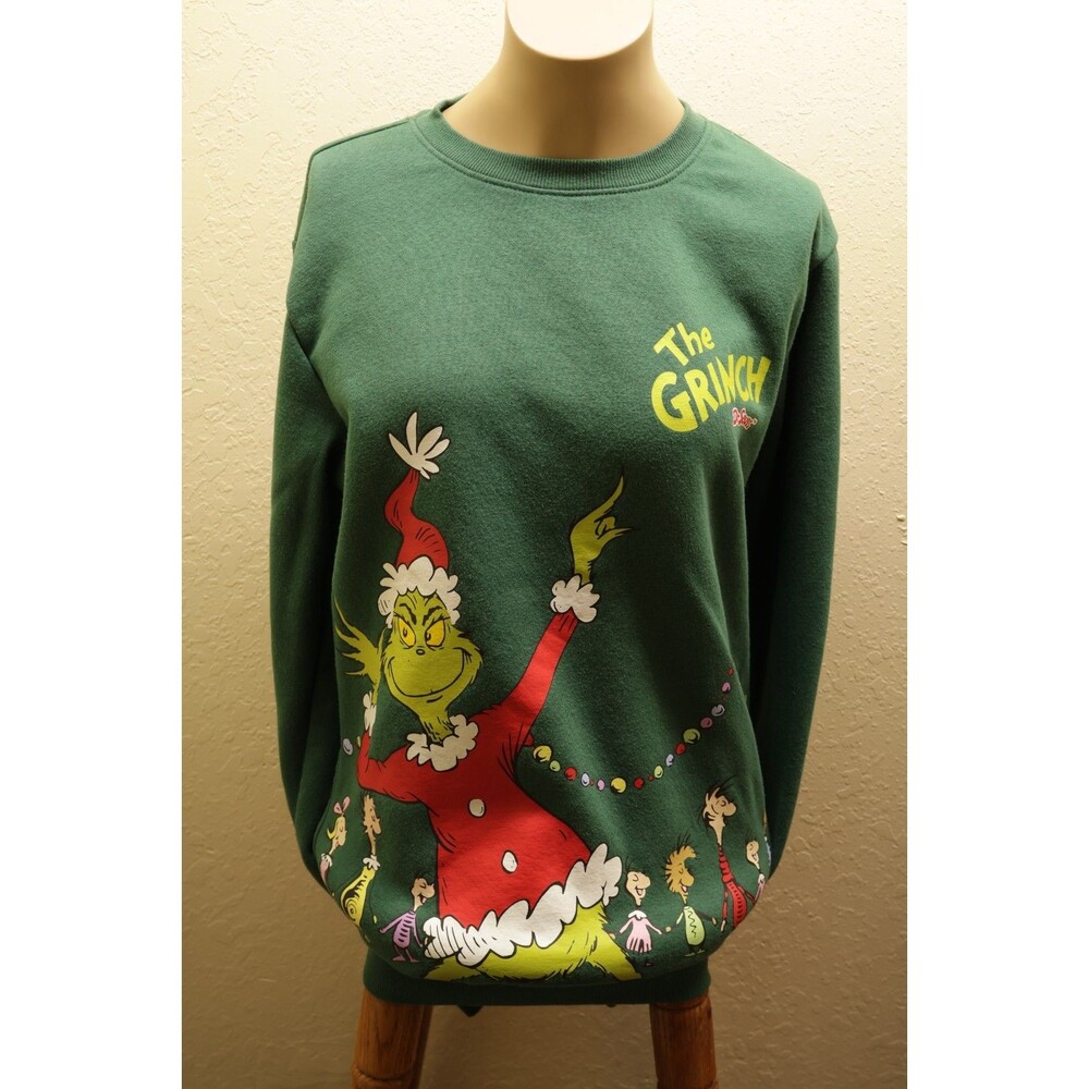 Mad Engine The Grinch Whoville Christmas Sweatshirt Small S Green Dr Seuss Quote